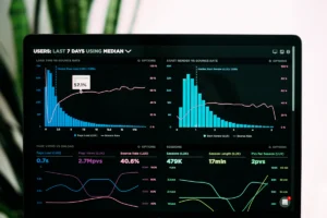 Business analytics dashboard illustrating the measurement and reporting of B2B case study outcomes