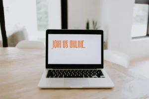 Laptop and workspace representing a SaaS product trial and digital signup experience