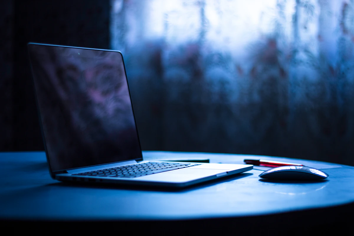 Laptop on a desk representing business information security and data protection