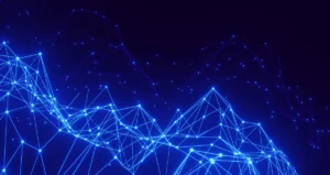 Connected digital network illustrating software systems and data integration workflows