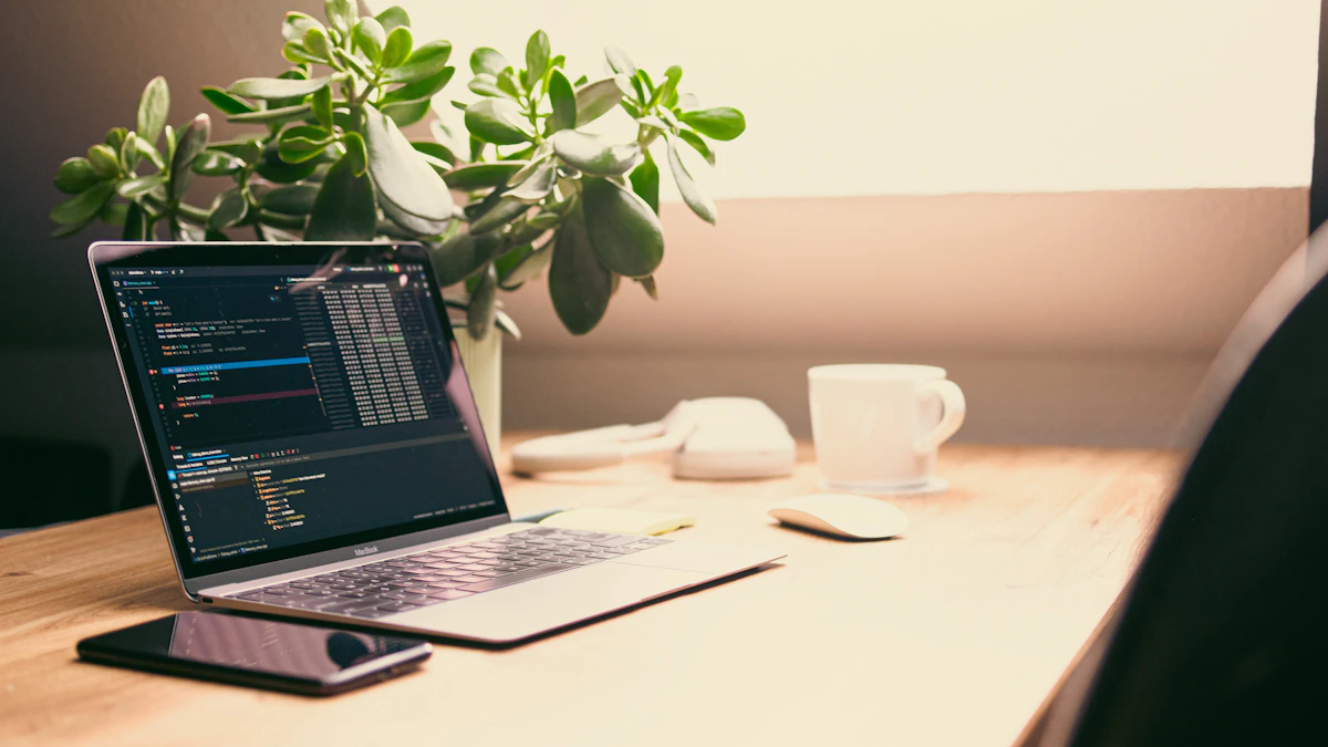 Laptop with code on a desk representing technical SEO implementation